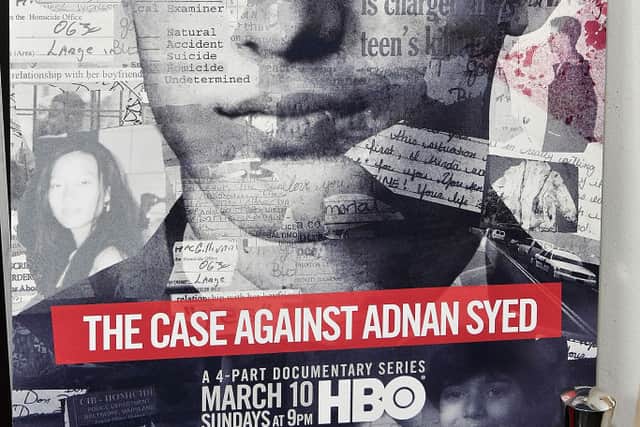 A view of the poster at NY premiere of HBO’s “The Case Against Adnan Syed” at PURE NON FICTION on February 26, 2019 in New York City.  (Photo by Slaven Vlasic/Getty Images for HBO)