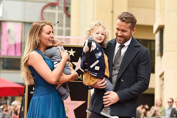 Blake Lively and Ryan Reynolds with two of their children (Pic:Getty)