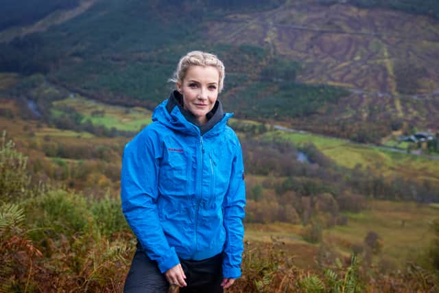Helen Skelton taking on yet another challenge, where she leads a group of young people from the PEEK Project in Glasgow to the summit of Ben Nevis.(Photo by Duncan McGlynn/Getty Images for National Lottery)