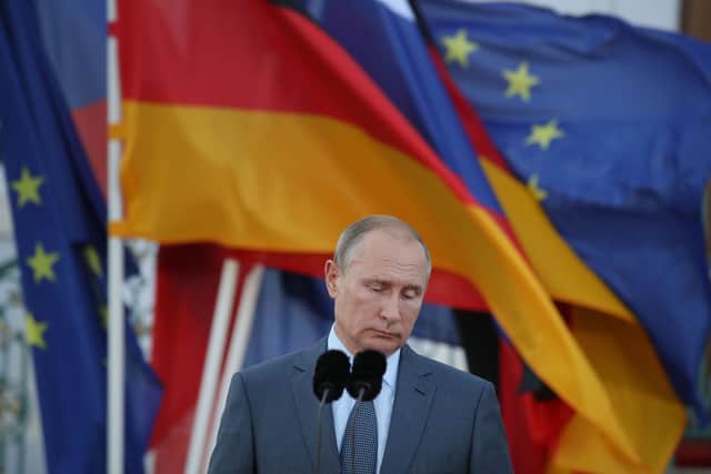 Russian President Vladimir Putin gives a statement to the media at Schloss Meseberg palace, the German government retreat, in August 2018 (Photo: Sean Gallup/Getty Images)