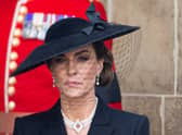 Kate wore a pearl necklace and earrings to the Queen’s state funeral (Pic:Getty)