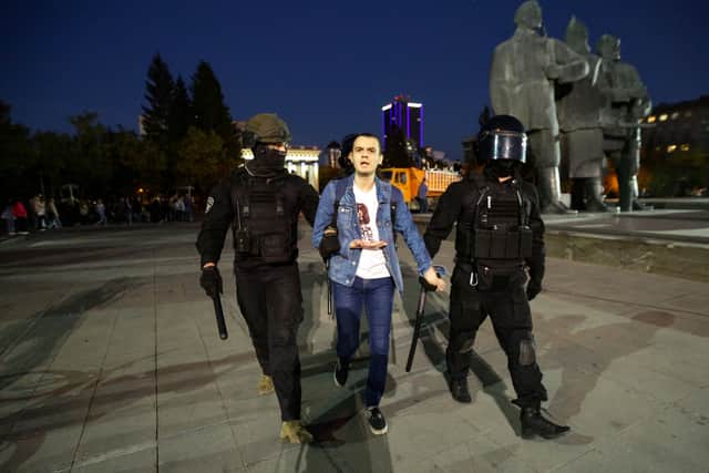 Protests against Vladimir Putin’s partial militarisation have been held in cities across Russia. (Credit: Getty Images)