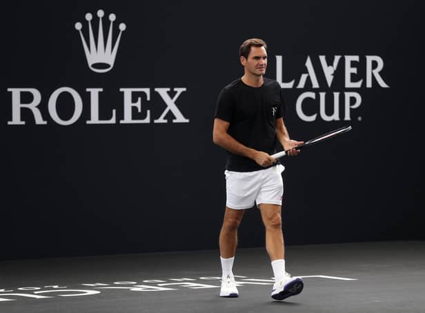 <p>Roger Federer practices ahead of his final tournament, the Rod Laver Cup</p>