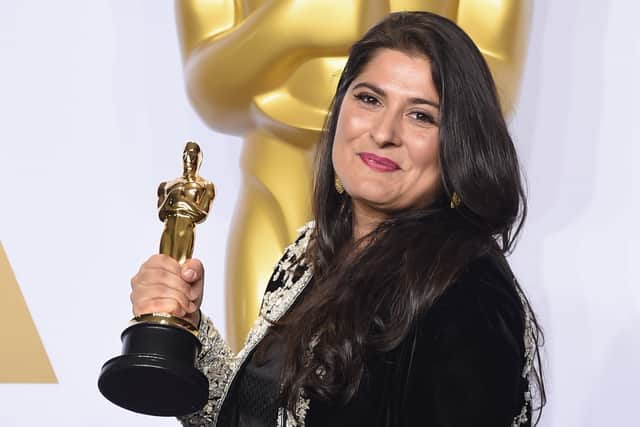 Filmmaker Sharmeen Obaid-Chinoy winner of the Best Documentary Short Subject award for 'A Girl in the River: The Price of Forgiveness' poses in the press room during the 88th Annual Academy Awards at Loews Hollywood Hotel on February 28, 2016 in Hollywood, California.  (Photo by Jason Merritt/Getty Images)