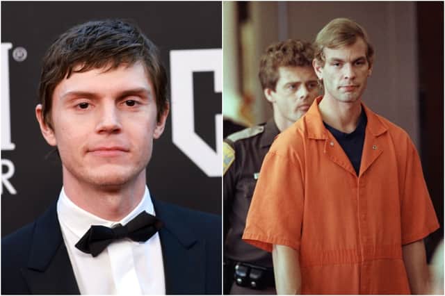 Peters (left) and the man he plays in Monster, serial killer Jeffrey Dahmer (Photos: Getty Images)