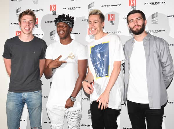 LONDON, ENGLAND - AUGUST 08:  Calfreezy, KSI, Miniminter and Zerkaa attend the World Premiere of 'KSI: Can't Lose' documentary at Picturehouse Central on August 8, 2018 in London, England.  (Photo by Stuart C. Wilson/Getty Images)