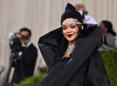 Barbadian singer Rihanna arrives for the 2021 Met Gala at the Metropolitan Museum of Art on September 13, 2021 in New York (Photo by ANGELA WEISS/AFP via Getty Images)