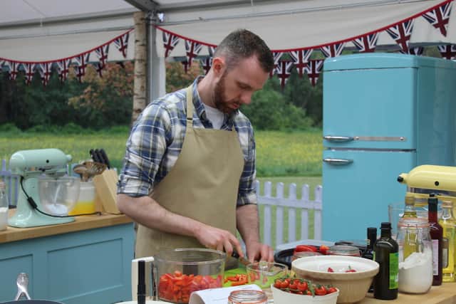 Kevin chopping peppers in the GBBO tent (Credit: Channel 4)