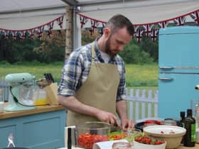 Kevin chopping peppers in the GBBO tent (Credit: Channel 4)