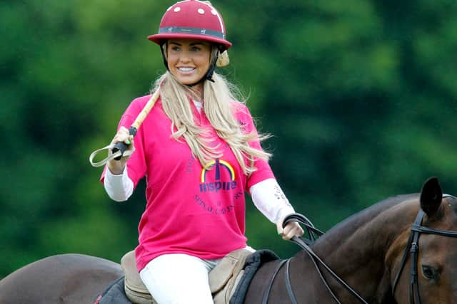 Katie Price takes part in the Rundle Cup at Tidworth Polo Club. (Photo by Stuart Wilson/Getty Images)