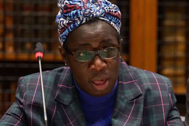 Ella’s mother, Rosamund Adoo-Kissi-Debrah, addresses the London Clean Air and Health Summit in London in February 2022. Photo: Leon Neal/Getty Images.