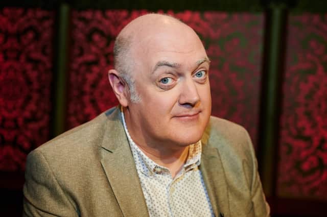 Dara O Briain on Taskmaster, leaning into the camera (Credit: Rob Parfitt / Channel 4)