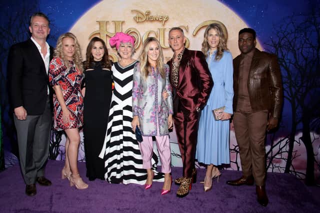 (L-R) Sean Bailey, Anne Fletcher, Kathy Najimy, Bette Midler, Sarah Jessica Parker, Adam Shankman, Lynn Harris and Sam Richardson attend the Hocus Pocus 2 World Premiere at AMC Lincoln Square on September 27, 2022 in New York City. (Photo by Dimitrios Kambouris/Getty Images for Disney)