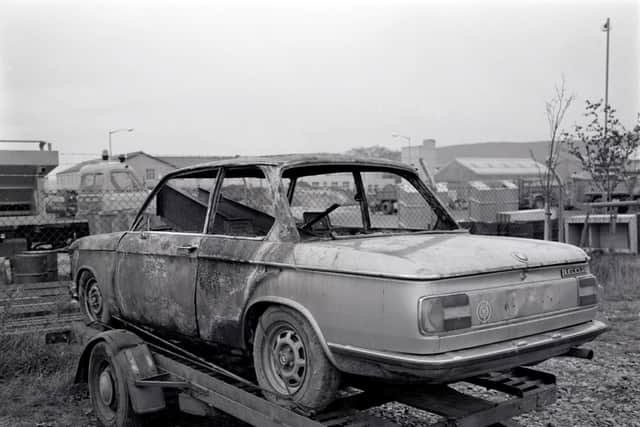 Mrs MacRae’s burnt out BMW.