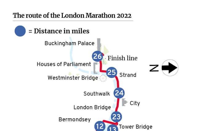 London Marathon route 2022. (Credit: Mark Hall / National World)
