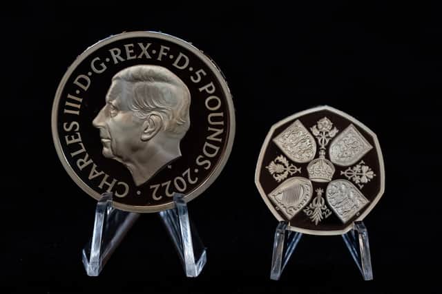 The official coin effigy of King Charles III on a £5 Crown and 50p commemorating the life and legacy of Queen Elizabeth II (Photo: PA)