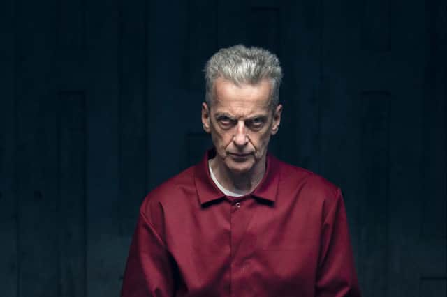 Peter Capaldi as Gideon in The Devil’s Hour, wearing a red shirt (Credit: Amazon Prime Video)