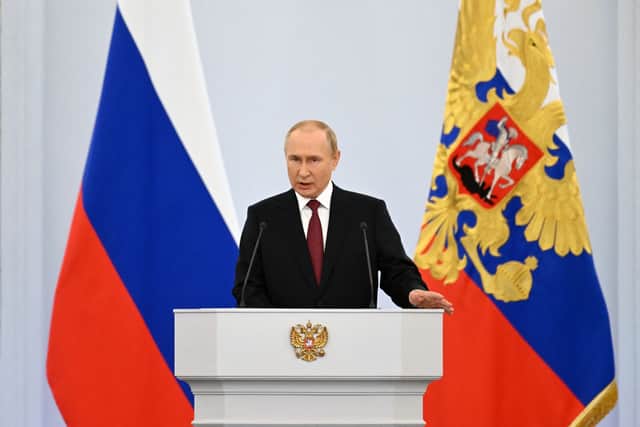 Russian President Vladimir Putin spoke to Russian officials about his intention to annex four regions in Ukraine. (Credit: Getty Images)