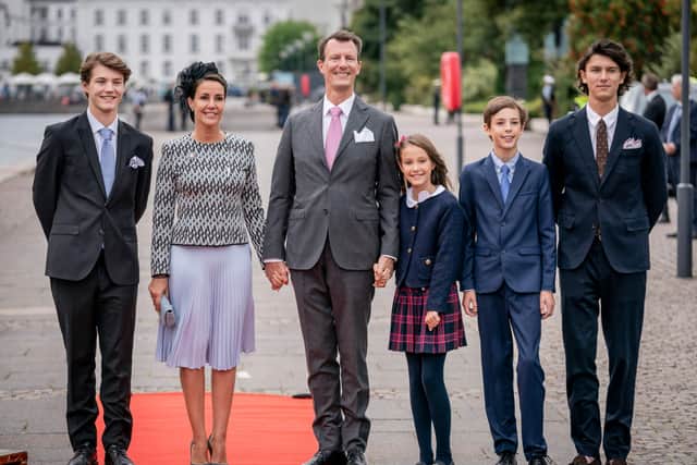 Prince Felix, Princess Marie, Prince Joachim, Princess Athena, Prince Henrik and Prince Nikolai. (Photo by MADS CLAUS RASMUSSEN/Ritzau Scanpix/AFP via Getty Images)