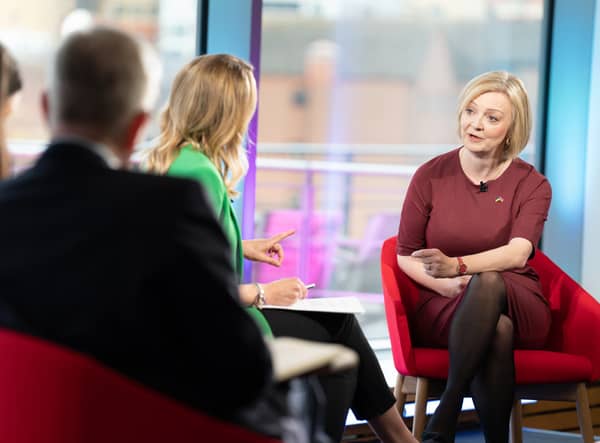 Laura Kuenssberg interviews Prime Minister Liz Truss on the BBC1 current affairs programme, Sunday with Laura Kuenssberg
