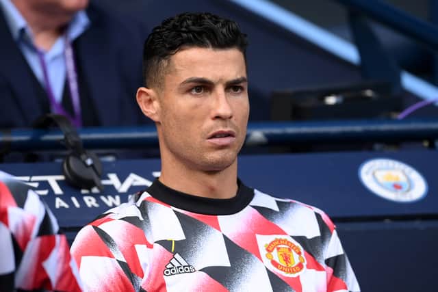 Erik ten Hag has explained his decision to keep Ronaldo on the bench in the loss to Manchester City. Credit: Getty.