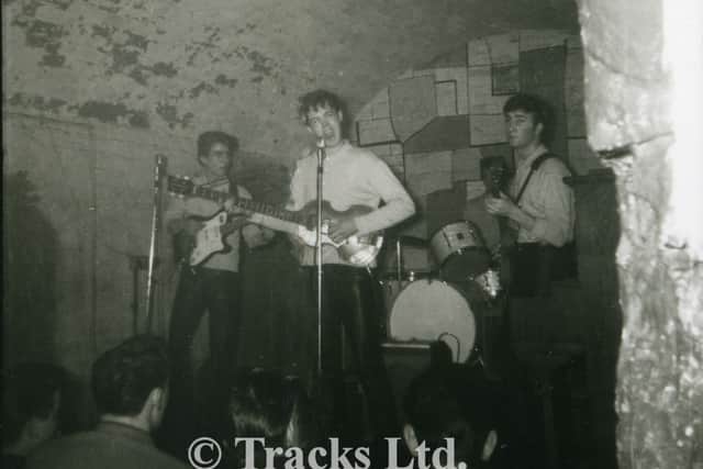 Rare photograph of The Beatles, with Pete Best on drums, playing at the Cavern Club in Liverpool in July 1961 - over a year before the band released their debut single Love Me Do. Handout photo issued by Tracks Ltd / PA.