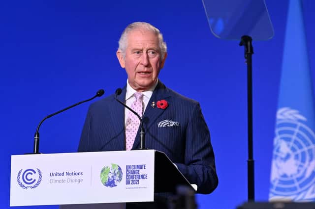 Charles speaks during the opening ceremony of the COP26 UN Climate Change Conference in Glasgow in 2021. (Photo by PAUL ELLIS/AFP via Getty Images)