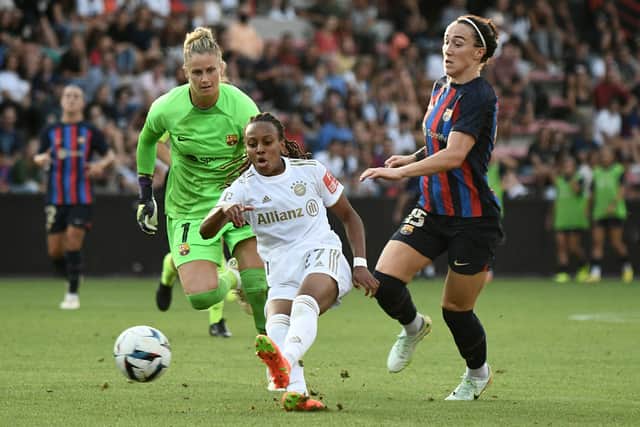 Lucy Bronze, right, will play for Barcelona after moving from Man City this summer