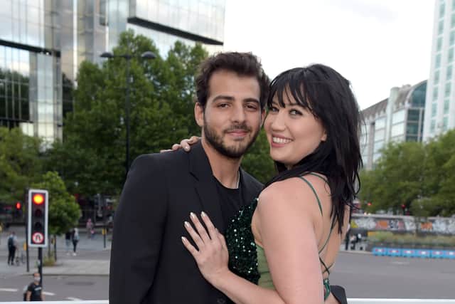 Daisy Lowe and Jordan Saul at an exclusive event to celebrate the UK launch of DAZN the global sports streaming platform, together with Matchroom the leading international boxing promoter at German Gymnasium on July 27, 2021