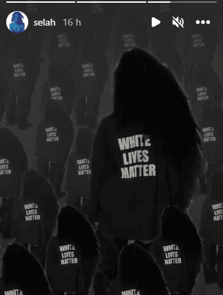 Selah posted the White Lives Matter jumper to her social media (Pic:Instagram/Selah)