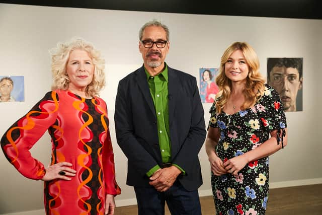 Portrait Artist of the Year judges Kathleen Sorianno, Tai Shan Schierenberg, and  Kate Bryan