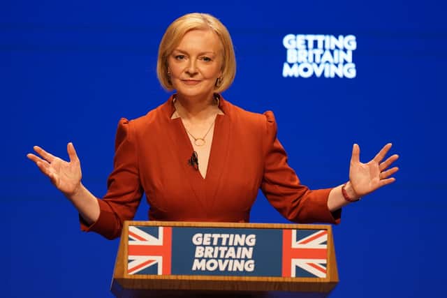 Prime Minister Liz Truss delivers her keynote speech at the Conservative Party annual conference.