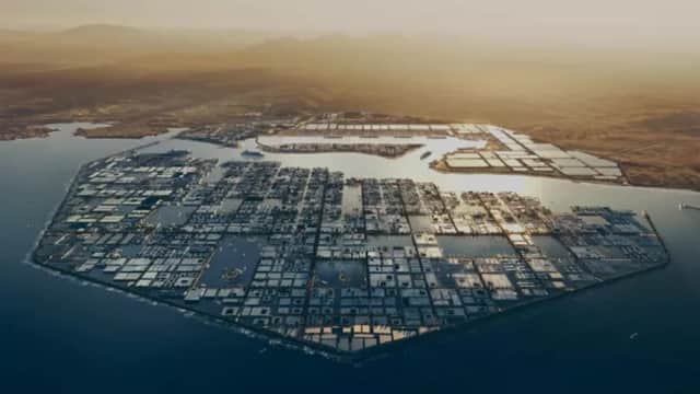 An artist’s impression of Oxagon in Neom City.