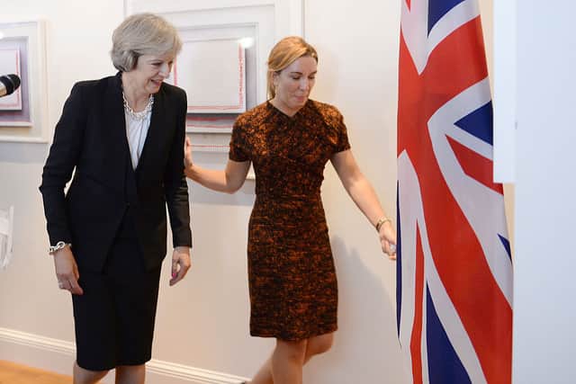 Ms Romeo when she worked as Her Majesty’s Consul General in New York with former prime minister Theresa May. Credit: Getty Images