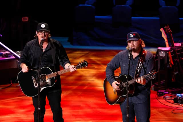 Michael Wilson Hardy and Ernest Keith Smith of 'HARDY and ERNEST' perform during the 15th Annual Academy Of Country Music Honors at Ryman Auditorium on August 24, 2022 in Nashville, Tennessee. (Photo by Brett Carlsen/Getty Images for ACM)