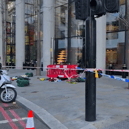 Police at the scene after three people were taken to hospital following reports of stabbings at Bishopsgate in London.