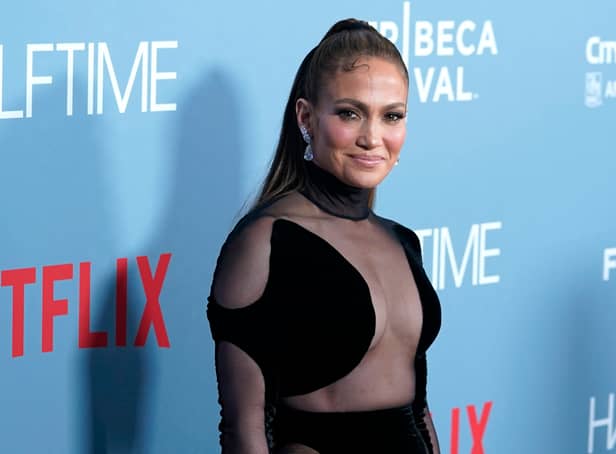 <p>US singer-actress Jennifer Lopez arrives for the premiere of "Halftime" on opening night of the Tribeca Festival at the United Palace in New York, June 8, 2022. (Photo by TIMOTHY A. CLARY / AFP) (Photo by TIMOTHY A. CLARY/AFP via Getty Images)</p>