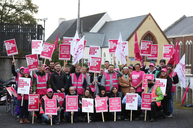 Emergency call handlers have gone on strike in Portadown, County Armagh (image: PA)