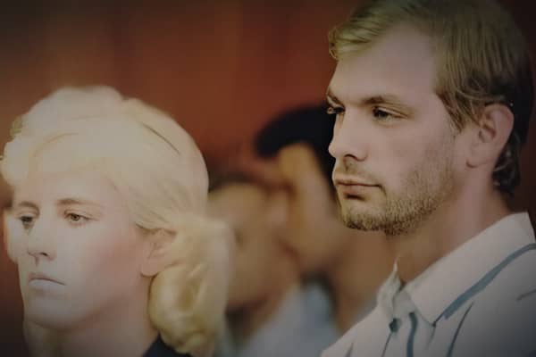 Wendy Patrickus and Jeffrey Dahmer in court