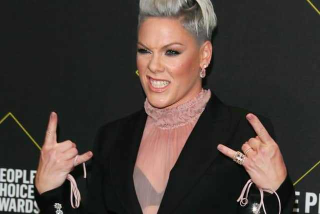 Pink arrives for the 45th annual E! People’s Choice Awards at Barker Hangar in Santa Monica, California, on November 10, 2019. (Photo by JEAN-BAPTISTE LACROIX/AFP via Getty Images)