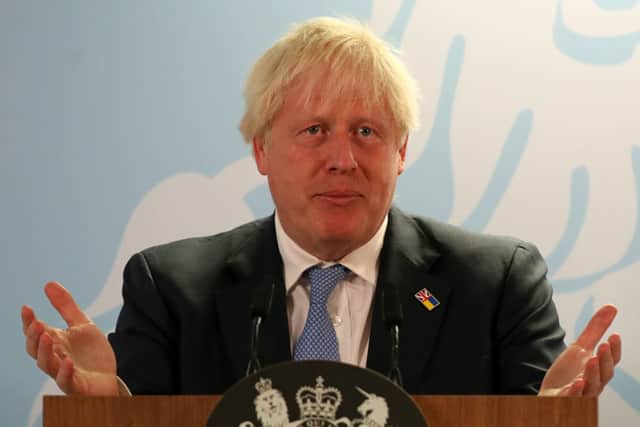 Boris Johnson speaks during his visit to EDF’s Sizewell Nuclear power station in Sizewell, eastern England. Credit: Getty Images