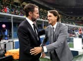 Gareth Southgate, Manager of England shakes hands with Italy Head Coach, Roberto Mancini prior to kick off in the UEFA Nations League League match in September (Photo by Marco Luzzani/Getty Images)