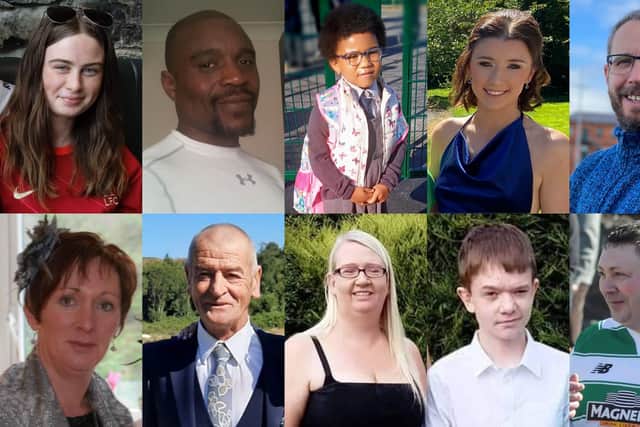 Undated handout photos issued by An Garda Siochana of (top row, left to right) Leona Harper, 14, Robert Garwe, 50, Shauna Flanagan Garwe, five, Jessica Gallagher, 24, and James O'Flaherty, 48, and (bottom row, left to right) Martina Martin, 49, Hugh Kelly, 59, Catherine O'Donnell, 39, her 13-year-old son James Monaghan, and Martin McGill, 49, the ten victims of explosion at Applegreen service station in the village of Creeslough in Co Donegal on Friday. Picture date: Sunday October 9, 2022.