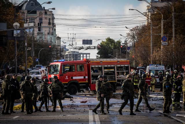 Emergency services attend to the site of a blast in Kyiv (Photo: Getty Images)