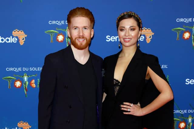 Neil Jones (L) and Katya Jones attend the Cirque du Soleil Premiere Of "TOTEM" at Royal Albert Hall on January 16, 2019 in London, England. (Photo by Tim P. Whitby/Tim P. Whitby/Getty Images)