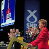 Nicola Sturgeon delivers her keynote speech during the SNP conference