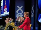 Nicola Sturgeon delivers her keynote speech during the SNP conference
