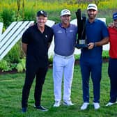 Dustin Johnson celebrates Chicago LIV Golf win