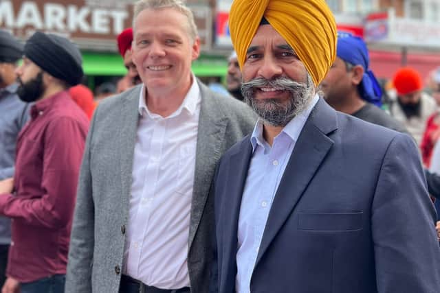 Labour's Ilford South candidate Cllr Jas Athwal with Cllr Darren Rodwell. Credit: Jas Athwal