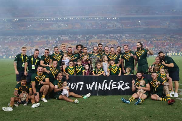 Australia celebrating their 2017 win in Brisbane 